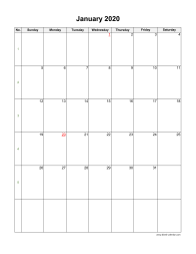 January 2020 Blank Calendar