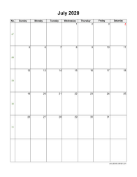 July 2020 Blank Calendar
