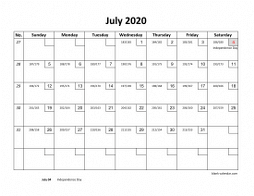 July 2020 printable calendar with check boxes