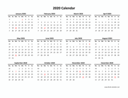 Blank Calendar 2020 (horizontal)