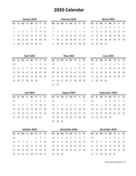Blank Calendar 2020 (vertical)
