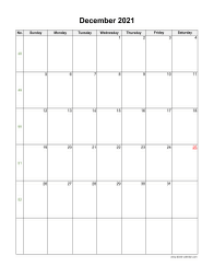 December 2021 Blank Calendar (vertical)