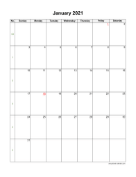 January 2021 Blank Calendar
