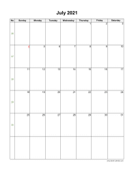 July 2021 Blank Calendar
