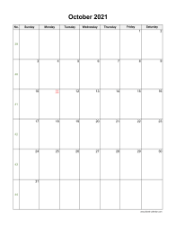 October 2021 Blank Calendar