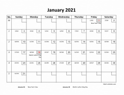 Printable Calendar 2021 with check boxes (12 pages, one month per page, horizontal)