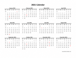 Blank Calendar 2021 (one page, horizontal)