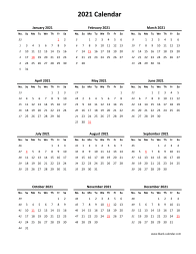 Blank Calendar 2021 (one page, vertical)