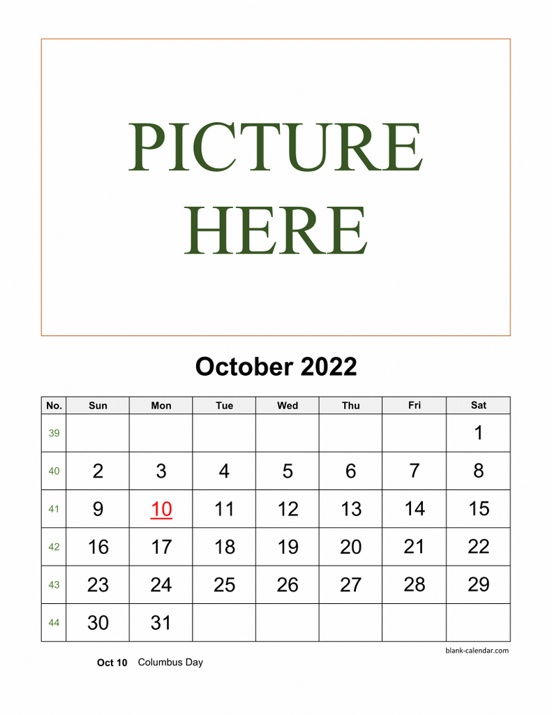 october 2022 calendar printable