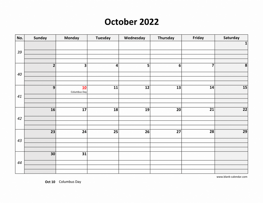 october 2022 calendar printable