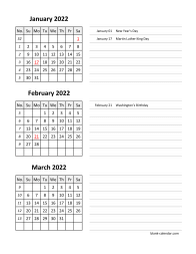 excel calendar 2022 3 months