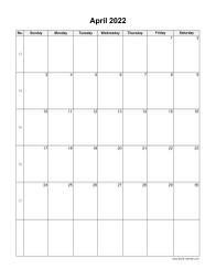 April 2022 Blank Calendar (vertical)
