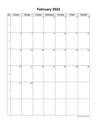 February 2022 Blank Calendar