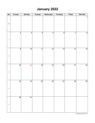 January 2022 Blank Calendar (vertical)