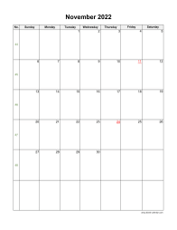 November 2022 Blank Calendar