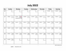 July 2022 printable calendar with check boxes