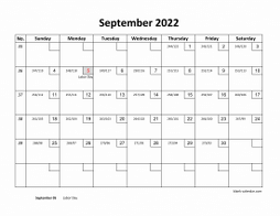 Printable September 2022 Calendar with check boxes (horizontal)