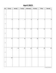 April 2023 Blank Calendar (US Holidays, vertical)