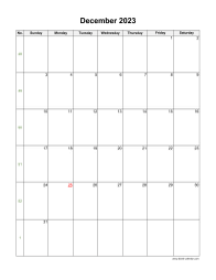 December 2023 Blank Calendar (vertical)