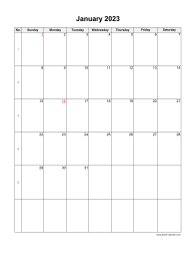 January 2023 Blank Calendar