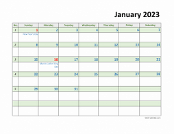 Monthly 2023 calendar with lots of space for notes for each day