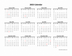 Blank Calendar 2023 (one page, horizontal)
