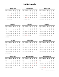 Blank Calendar 2023 (one page, vertical)