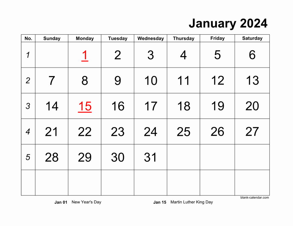 Big Calendar 2024