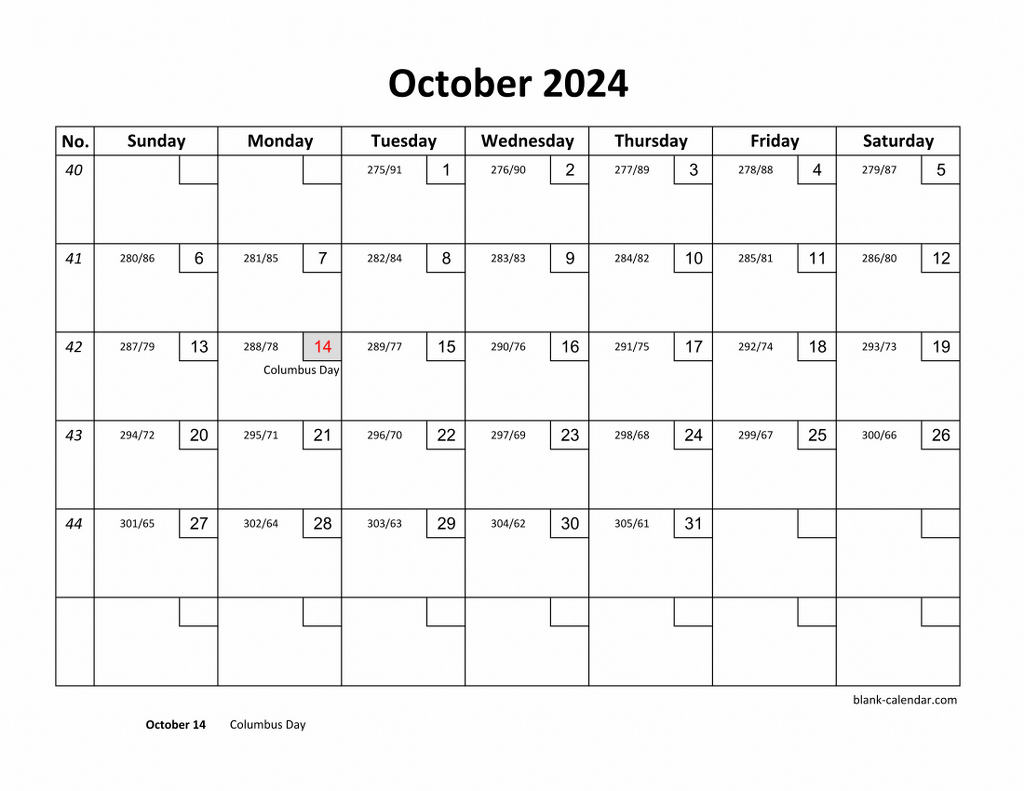 Free Download Printable October 2024 Calendar with check boxes
