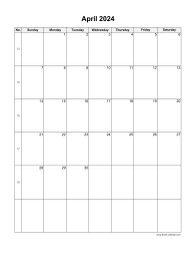 April 2024 Blank Calendar (US Holidays, vertical)