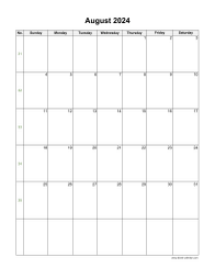 August 2024 Blank Calendar (US Holidays, vertical)