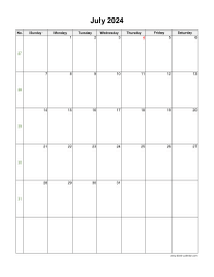 July 2024 Blank Calendar (vertical)