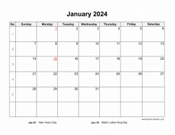 Blank Calendar 2024 (12 pages, horizontal)
