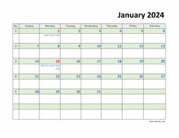 Monthly 2024 calendar with lots of space for notes for each day