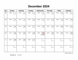 Printable December 2024 Calendar with check boxes (horizontal)