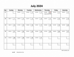 Printable July 2024 Calendar with check boxes (horizontal)