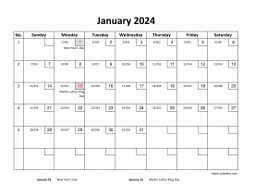 Printable Calendar 2024 with check boxes (12 pages, one month per page, horizontal)