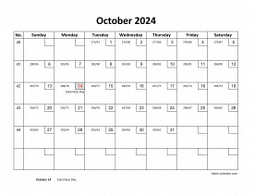 Printable October 2024 Calendar with check boxes (horizontal)