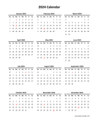 Blank Calendar 2024 (one page, vertical)