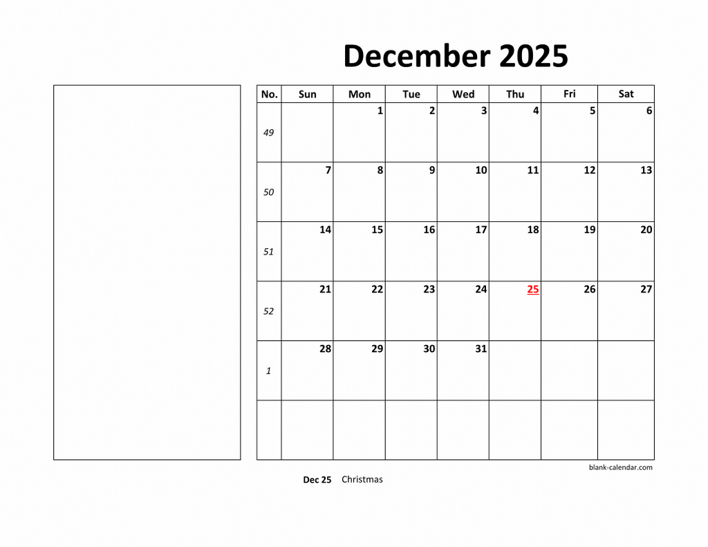 December 2025 Calendar Notes Richard Shumate