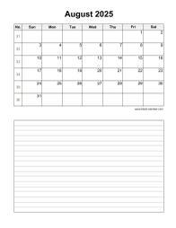August 2025 Blank Calendar