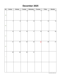 December 2025 Blank Calendar