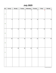 July 2025 Blank Calendar