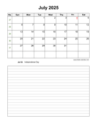 July 2025 Blank Calendar