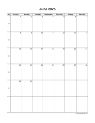 June 2025 Blank Calendar