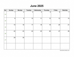Download June 2025 Blank Calendar (vertical)