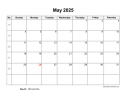 May 2025 Blank Calendar