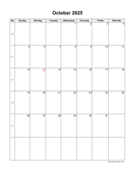 October 2025 Blank Calendar
