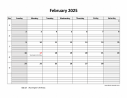Free Download Printable February 2025 Calendar, large box grid, space ...
