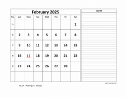 Free Download Printable February 2025 Calendar, large box, holidays ...